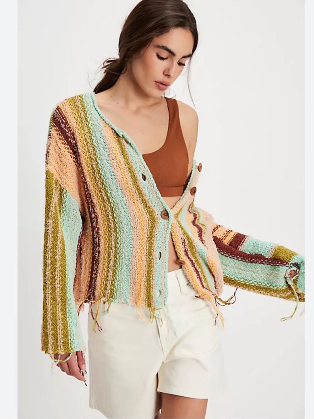 Free People Baja Cardigan XS Distressed Boho